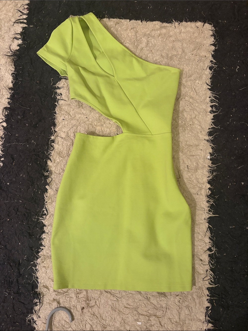 by the way. One-Shoulder Cutout Mini Dress in Lime Green